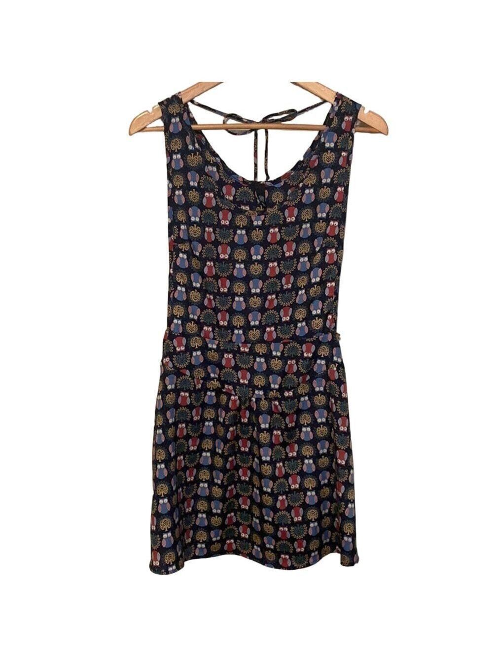36. Owl Print Dress. Apron style.